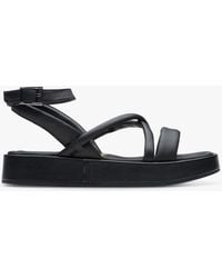 Clarks - Alda Cross Leather Flatform Sandals - Lyst