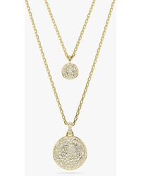 Swarovski - Meteora Double Chain Pave Crystal Pendant Necklace - Lyst
