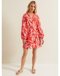 Phase Eight - Charlotte Linen Blend Leaf Print Wrap Mini Dress - Lyst