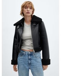 Mango - Bicho Faux Shearling Biker Jacket - Lyst