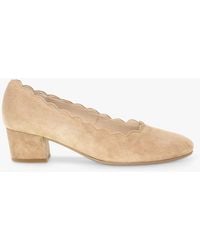 Gabor - Wide Fit Gigi Suede Scalloped Edge Block Heel Court Shoes - Lyst