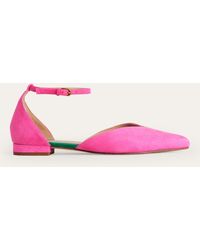 Boden - Suede Ankle Strap Pointed Flats - Lyst