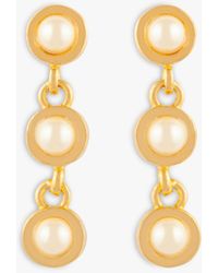 Susan Caplan - Vintage Rediscovered Collection Faux Pearl Gold Plated Drop Earrings - Lyst