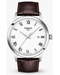 Tissot - Classic Dream Date Leather Strap Watch - Lyst