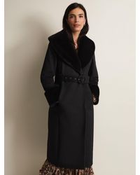 Phase Eight - Zylah Wool Blend Faux Fur Collar Smart Coat - Lyst