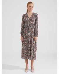 Hobbs - Maddy Floral Print Jersey Midi Dress - Lyst