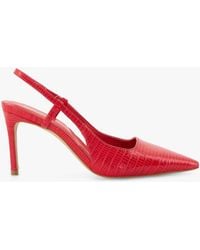 Dune - Closer Leather Reptile Print Slingback Court Shoes - Lyst
