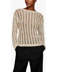 Sisley - Open Knit Cotton Blend Jumper - Lyst