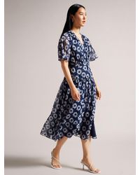 Ted Baker - Floral Print Tiered Midi Dress - Lyst