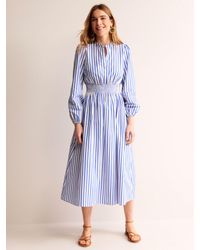 Boden - Smocked Waist Striped Midi Shirt Dress - Lyst