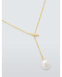 Lido - Oval Freshwater Pearl Drop Necklace - Lyst