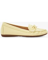 Dune - Grovers Leather Bow Detail Driving Loafers - Lyst