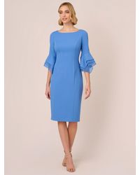 Adrianna Papell - Knit Crepe Tiered Sleeve Dress - Lyst