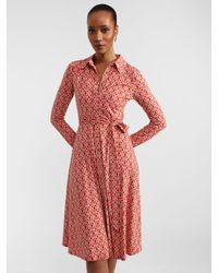Hobbs - Clarice Geometric Print Jersey Shirt Dress - Lyst