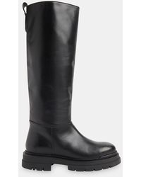 Whistles - Maceo Lug Sole Leather Knee High Boots - Lyst