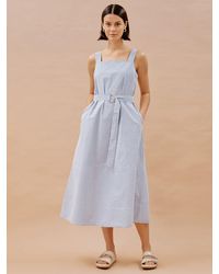 Albaray - Ticking Stripe Organic Cotton Midi Dress - Lyst