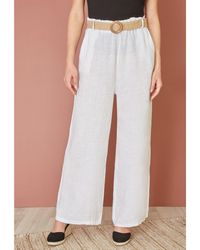 Yumi' - Italian Linen Wide Leg Trousers & Belt - Lyst