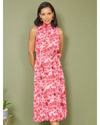 Yumi' - Blossom Print Halter Neck Midi Dress - Lyst