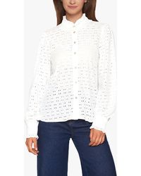 Sisters Point - Eina Textured Frill Collar Blouse - Lyst