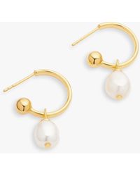 John Lewis - Gemstones & Pearls Baroque Pearl Drop Huggie Hoop Earrings - Lyst