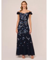 Adrianna Papell - Off Shoulder Beaded Gown - Lyst