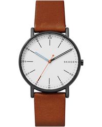 Skagen - Signatur Leather Strap Watch - Lyst