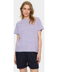 Saint Tropez - Emilia Cotton Blend Striped T-shirt - Lyst