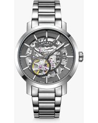 Rotary - Greenwich Skeleton Automatic Bracelet Strap Watch - Lyst