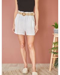 Yumi' - Stripe Italian Linen Shorts - Lyst