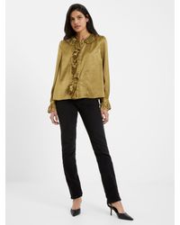 French Connection - Aleeya Satin Lace Detail Blouse - Lyst