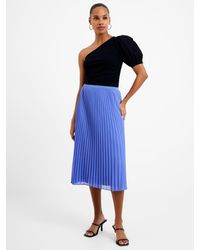 French Connection - Pleated Solid Midi Skirt - Lyst