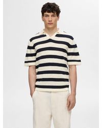 SELECTED - Knitted Open Polo Shirt - Lyst