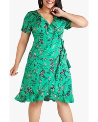 yumi frill wrap denim dress