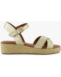 Dune - Wide Fit Linnie Leather Cross Strap Sandals - Lyst
