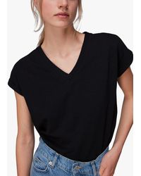 Whistles - Willa Organic Cotton V-neck Cap Sleeve T-shirt - Lyst