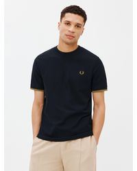 Fred Perry M6347 L27 Taped Shoulder Green T-shirt in Blue for Men | Lyst UK