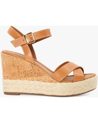 Dune - Kindest Leather Cross Strap Wedge Sandals - Lyst