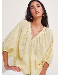 Monsoon - Avery Puff Sleeve Stripe Cotton Shirt - Lyst