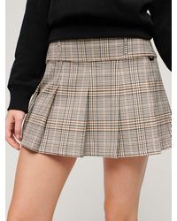 Superdry - Low Rise Check Pleated Mini Skirt - Lyst