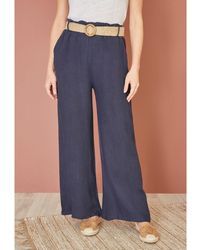 Yumi' - Italian Linen Wide Leg Trousers & Belt - Lyst