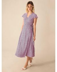 Ro&zo - Ditsy Floral Print Wrap Midi Dress - Lyst