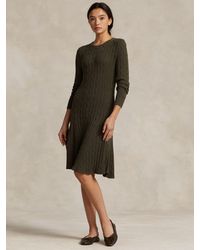 Ralph Lauren - Polo Cable Knit Flared Jumper Dress - Lyst