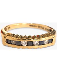 L & T Heirlooms - Second Hand 9ct Gold Diamond And Sapphire Half Eternity Ring - Lyst
