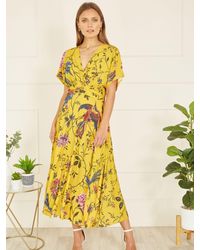 Yumi' - Bird And Floral Midi Dress - Lyst