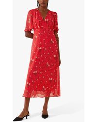 Finery London Carolina Spot And Daisy Print Midi Dress - Red