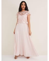 Phase Eight - Petite Michelle Lace Bodice Pleated Maxi Dress - Lyst