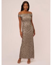 Adrianna Papell - Papell Studio Beaded Off The Shoulder Dress - Lyst