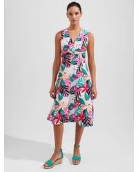 Hobbs - Petite Mariella Leaf Print Linen Dress - Lyst