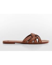 Mango - Doblet Cross Strap Leather Slider Sandals - Lyst