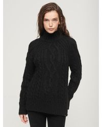 Superdry - High Neck Cable Knit Wool Blend Jumper - Lyst